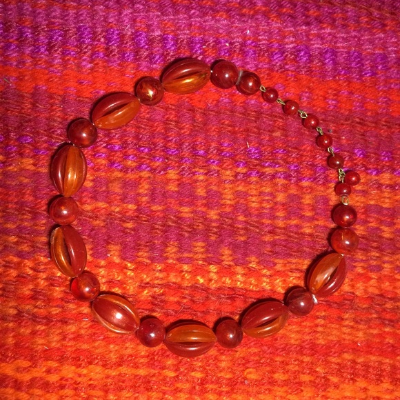 SOLD Authentic Vintage 60s Retro Red Necklace - Picture 2 of 4